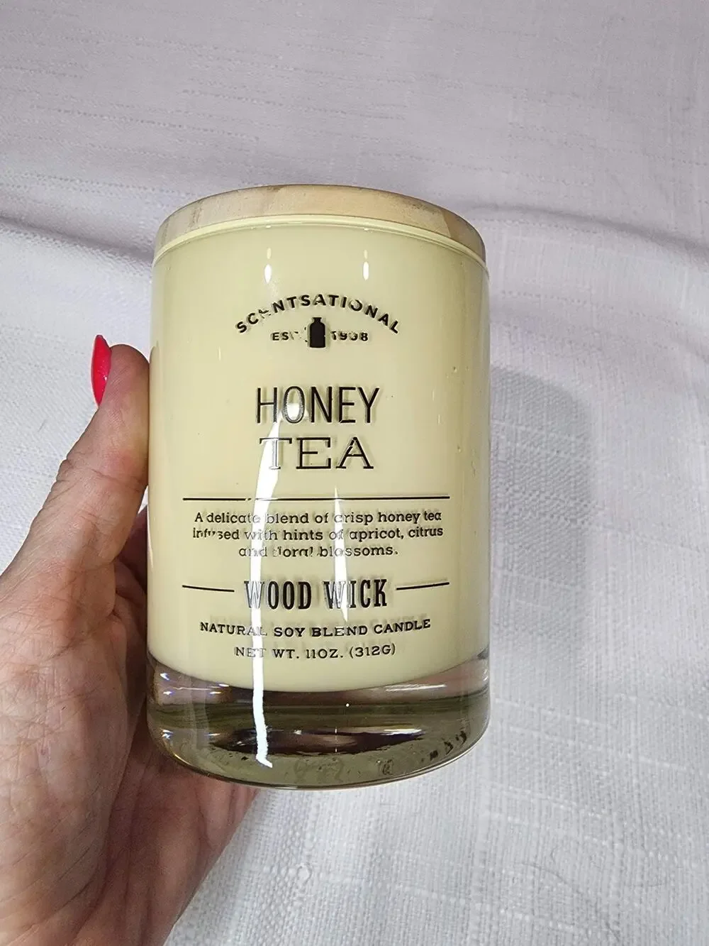 Scentsational Honey Tea Wood Wick Candle 11oz Retired Crackling Soy Blend